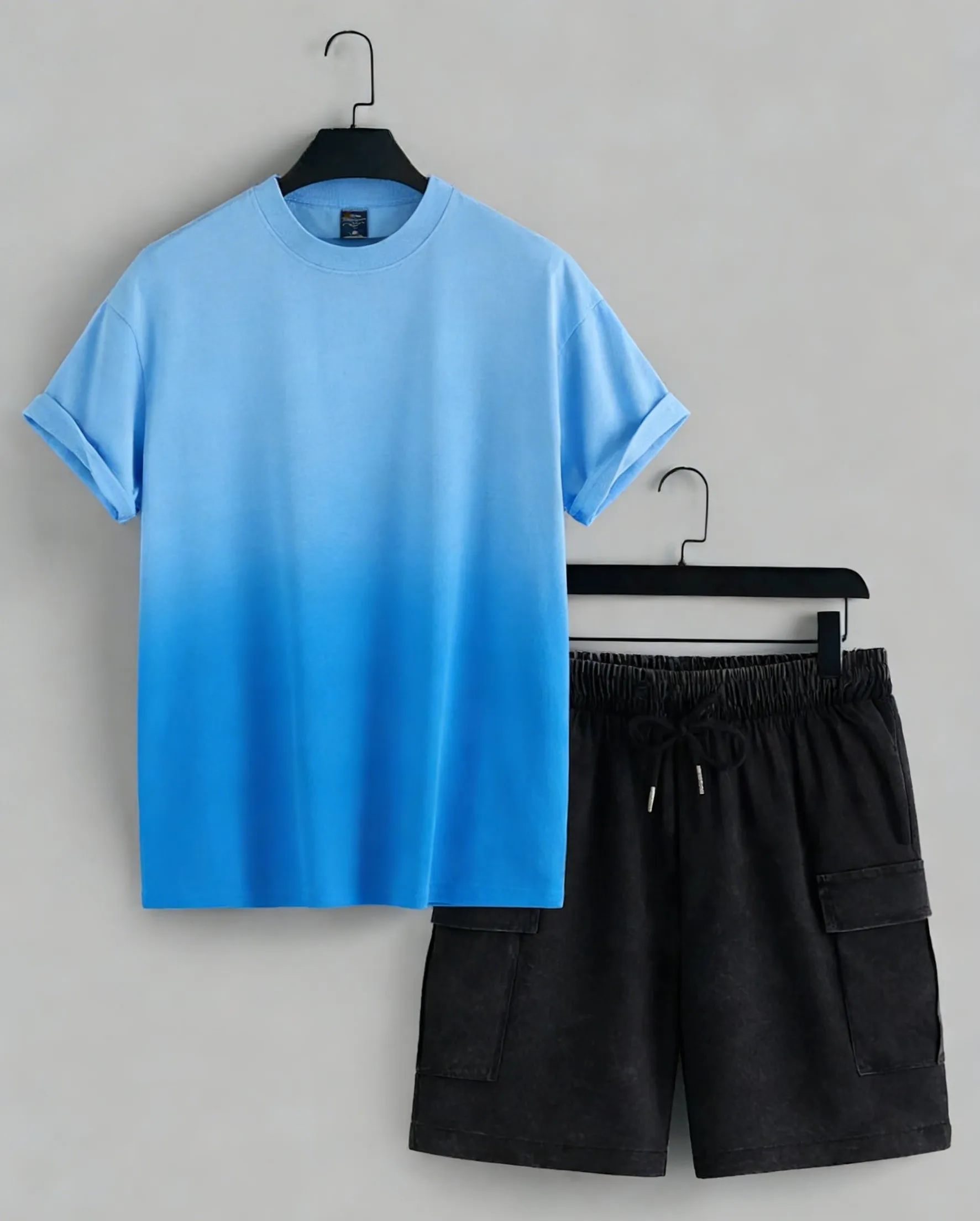 

Мужские хлопковые футболки с карманами и шорты в стиле тай-дай: летняя повседневная спортивная одежда, дышащие свободные шорты с коротким рукавом в уличном ретро-стиле