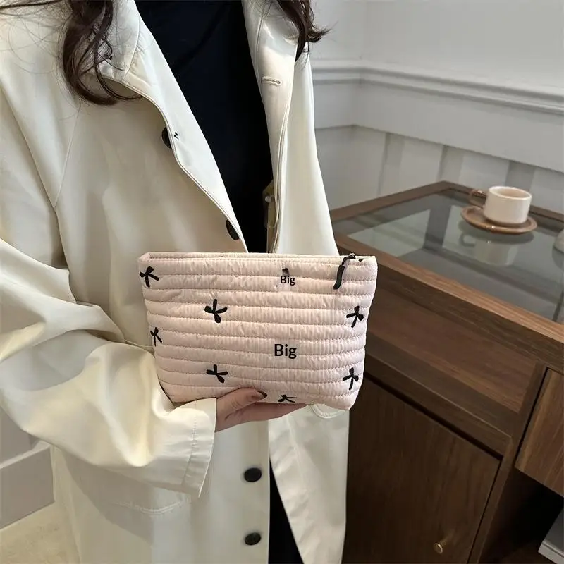 Bowknot Korean Style Clutch Bag Fashion Handheld Purse Elegant Portable Accessory for Women Daily Use
