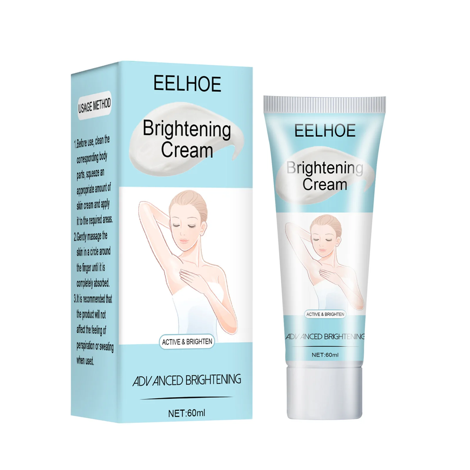 Eelhoe Whitening Cream Bleaching Face Body Brightening Cream Underarm Whitening Cream Legs Knees Private Part for Body White 60m