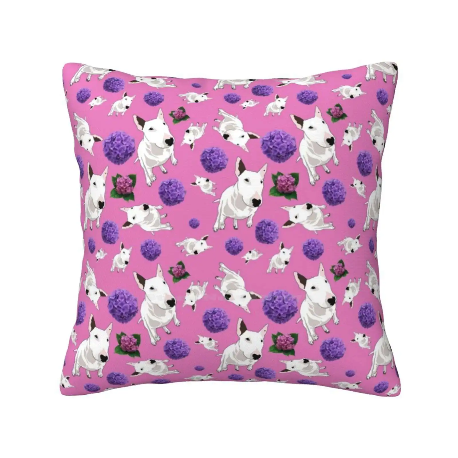 Phoebe Juniper Pink Pattern Home Sofa Car Waist Throw Pillowcase Emilydevineart Dog Dogs Bull Terriers English Bull Terrier Ebt