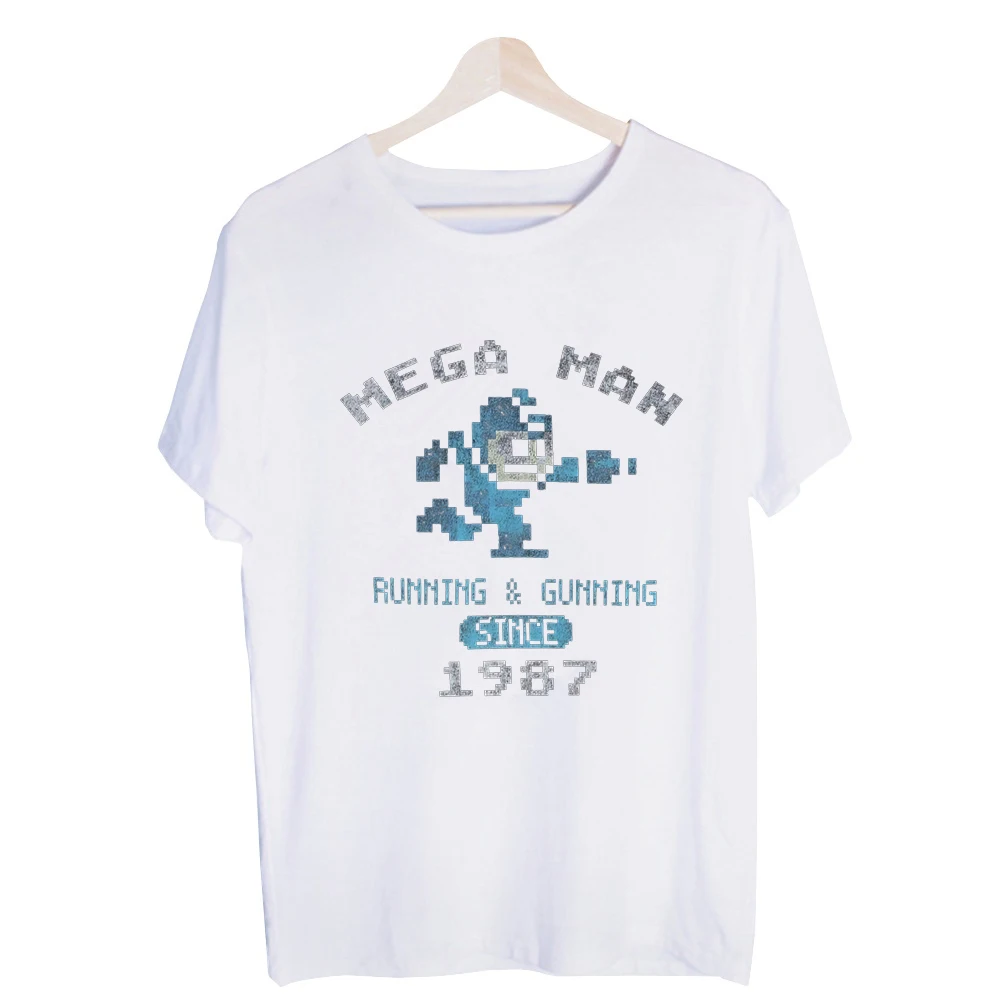 Men's Pixelated Robot Graphic Tee, Short Sleeve Crew Neck T-Shirt with Retro Gaming Style for Casual Streetwear