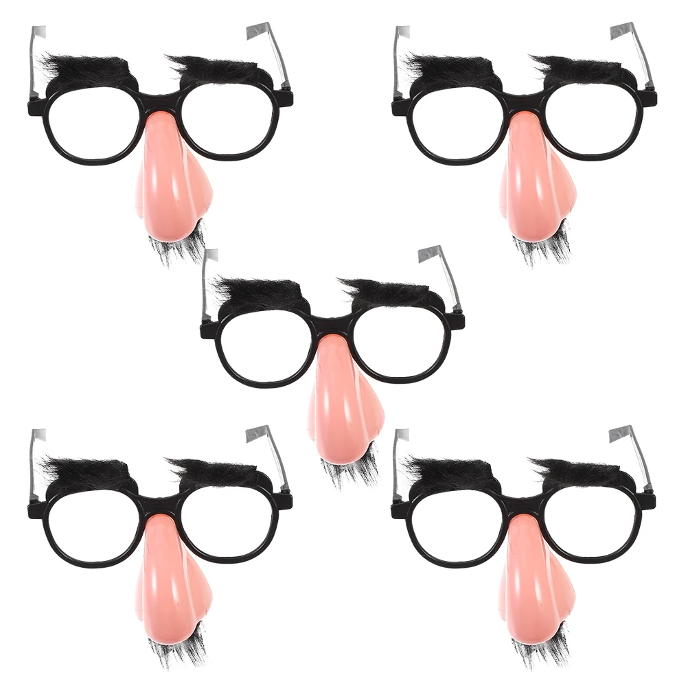 

5 Pcs Black Eyeglasses Large Nose Props Funny Party Accessories for Adults Teens Plastic Bag Halloween Costume