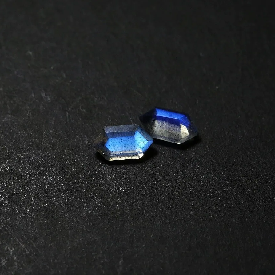 Natural Strong Blue Fire Labradorite Hexagon Shape Faceted Cut Loose Gemstones Size 5x9mm For Jewelry Making