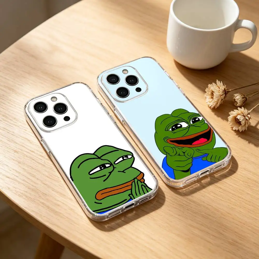 Funny P-Pepe the F-Frog Phone Case For iPhone 17 16 15 14 13 12 11 Mini Pro Max Plus Transparent Cover