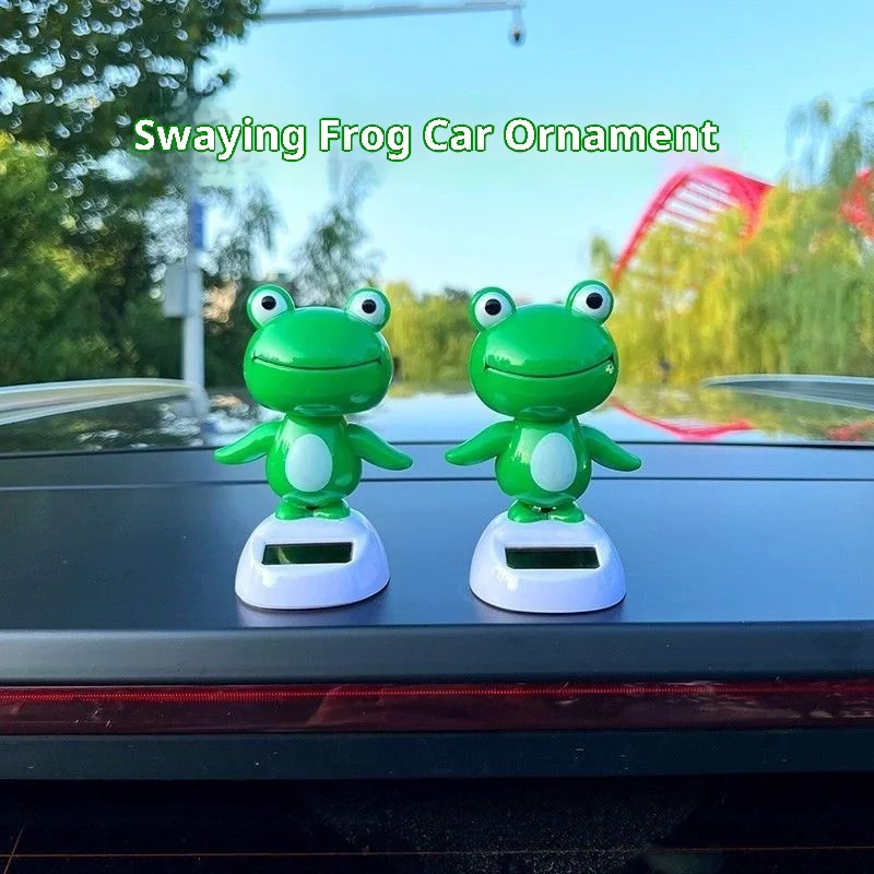 Tiktok رائجة البيع تعمل بالطاقة الشمسية المتذبذب الضفدع سيارة الديكور الداخلي لوحة القيادة زخرفة الحيوان سيارة لعبة لطيف دمية هدية