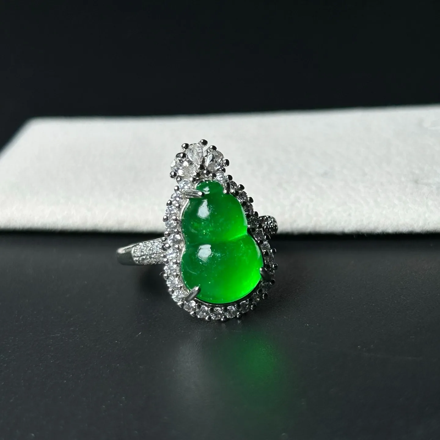 Nature inlay ice green Burmese Jade Jadeite adjustable Amulet Rings