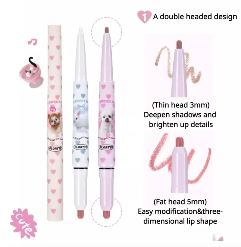 FLORTTE Lipliner Potlood Natuurlijke Matte Lip Liner Schattige Dieren Lippenstift Pen Blijvende Lipliners Koreaanse Cosmetische Kawaii Make Up