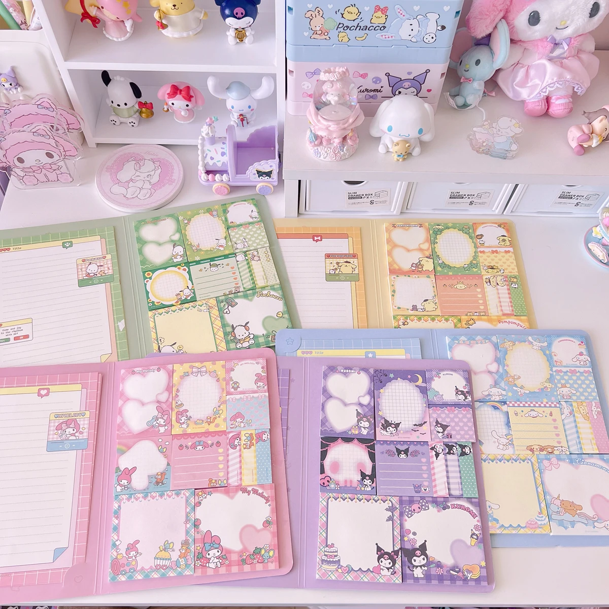 Kawaii Cute Sanrio Convenience Book Mymelody Kuromi Hello kitty Note Book Cute Paste Notepad Stationery Student Stationery