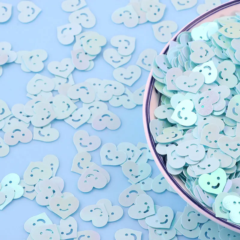 10g/20g/50g/10mm new smiling face sequins PVC loose sequins crafts color scraps nail art DIY wedding sewing decorative sequins