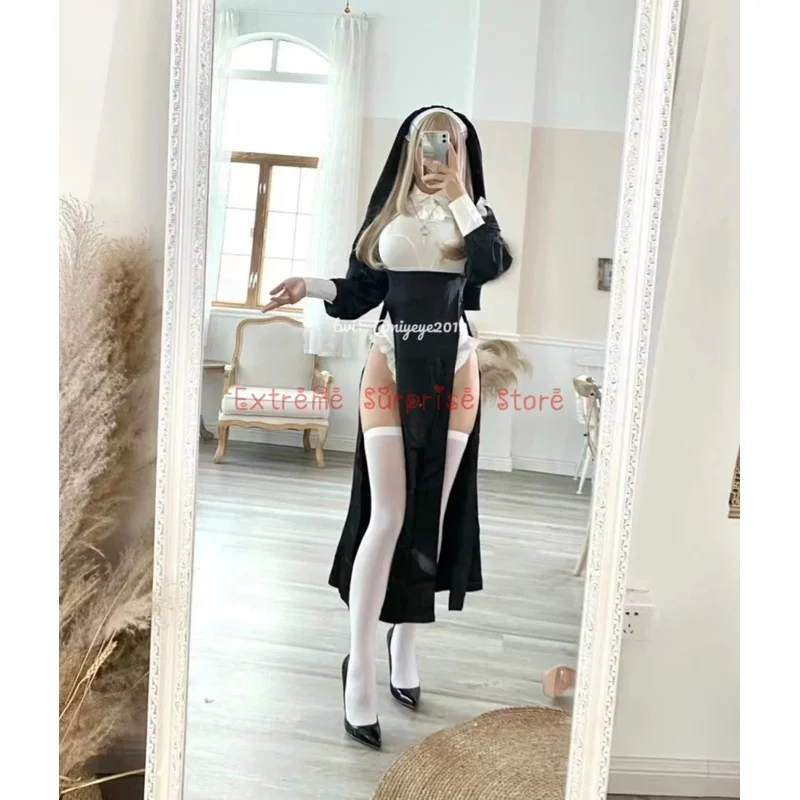 Xs-3xl anime oversize cosplay chowbie sexy NNS costume uniform black dress Halloween costumes for women js4544