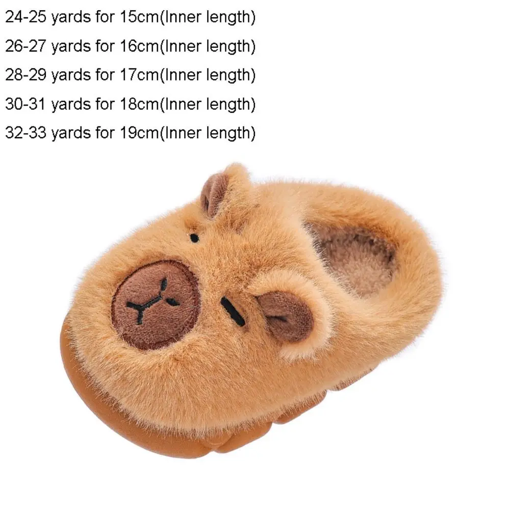 Cute Capybara Kids Slippers Soft Warm Cotton Shoes Thicken Non Slip Fluffy Slippers Winter