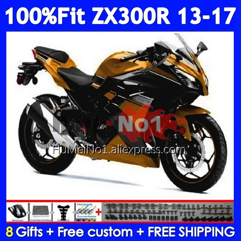 Golden black Body For KAWASAKI NINJA ZX-300 ZX 300 R 300R 13 14 15 16 17 233No.38 ZX300R ZX300 2013 2014 2015 2016 2017 Fairing