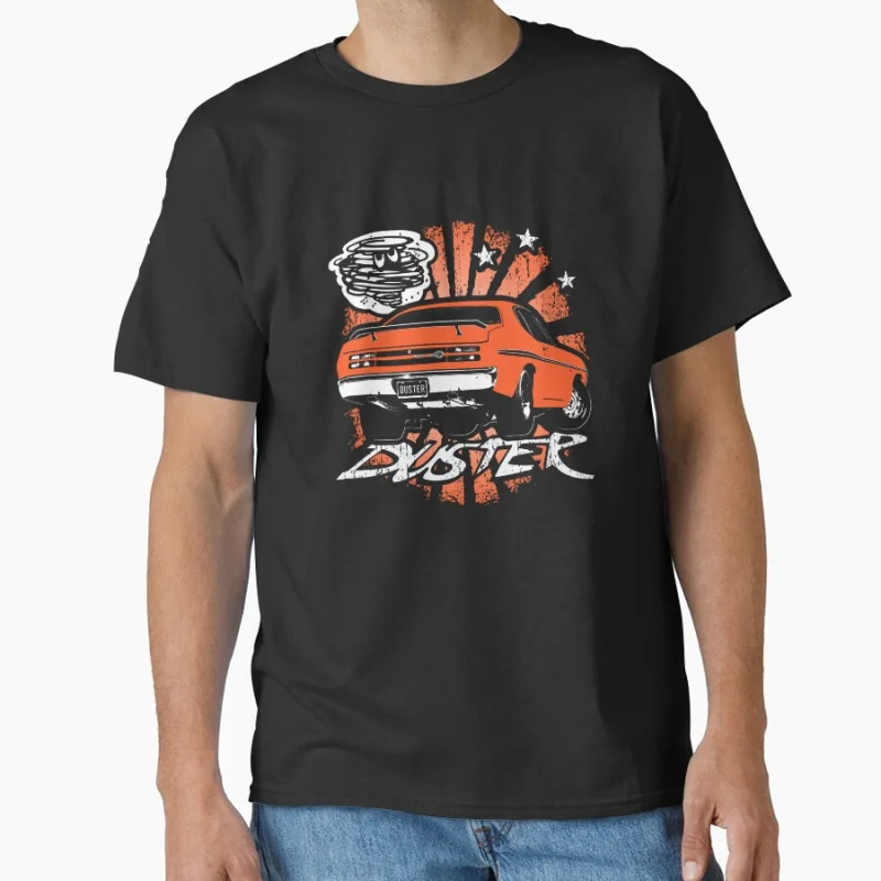 

Duster 70s tv series The Dukes of Hazzard race car General Lee Short-sleeve crewneck T-shirt for men Large size Adult Tops S-6xl