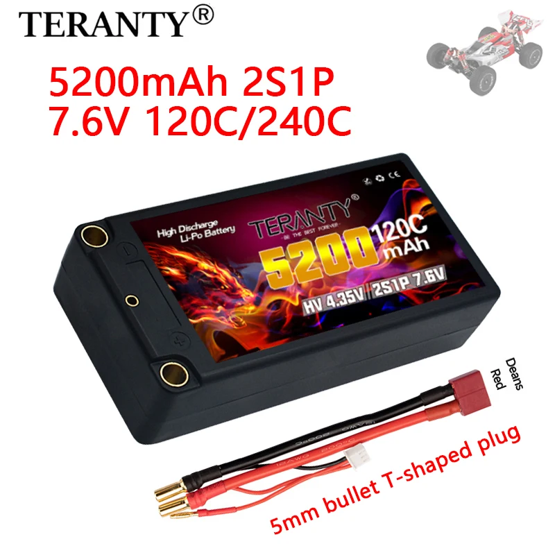 TREANTY 2S 7.6V 5200mAh 120C with 5mm bullet T/XT60 plug suitable for remote control car model RC toy high rate Lipo battery