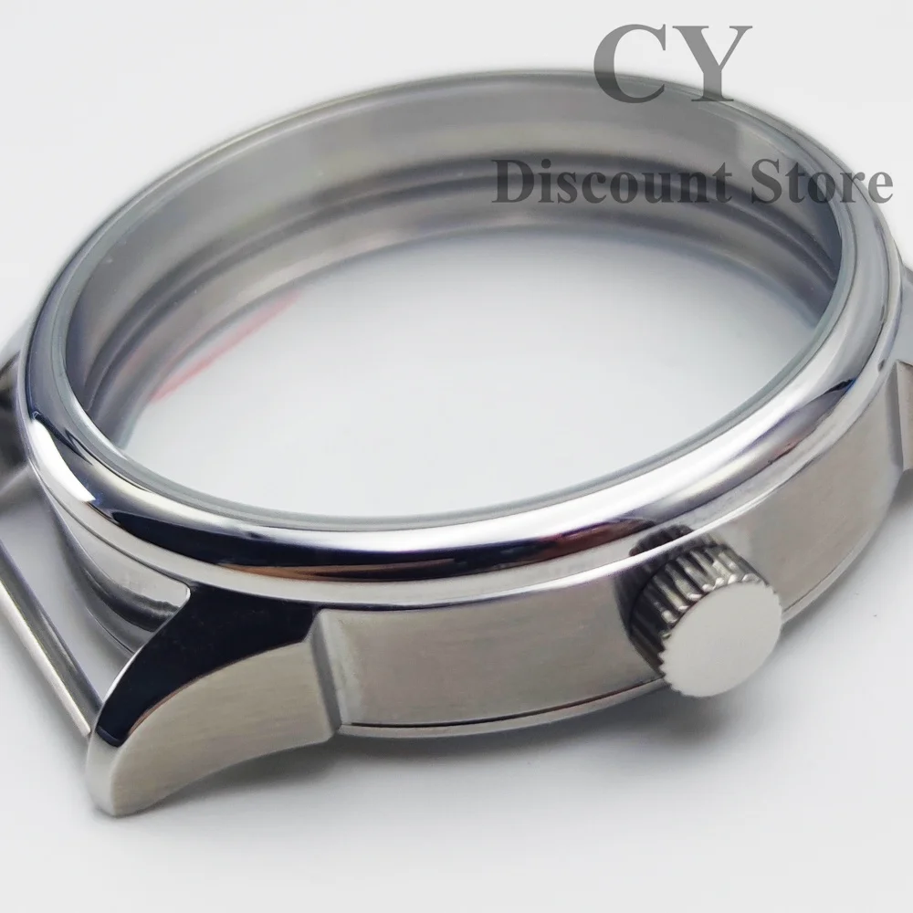 ETA6497 Watch Case 42mm Silver Stainless Steel Watch Case fit ETA6497 6498 Seagull ST3600 ST3620 ST36 Movement