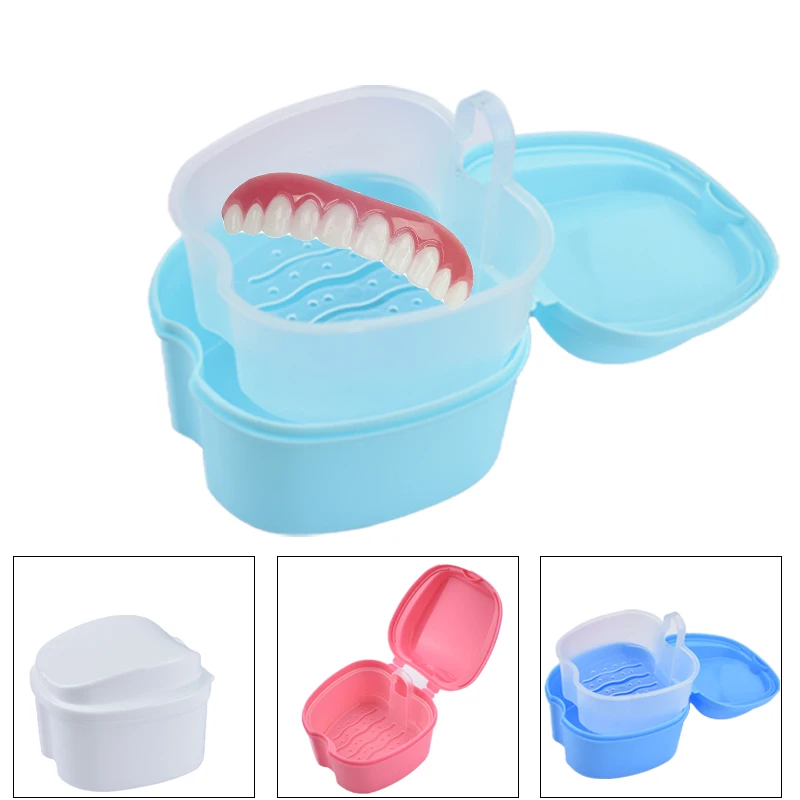 Apple Double-Layer Dental Box Holder Storage Box Invisible Teeth Denture Cleaning Teeth Storage Port