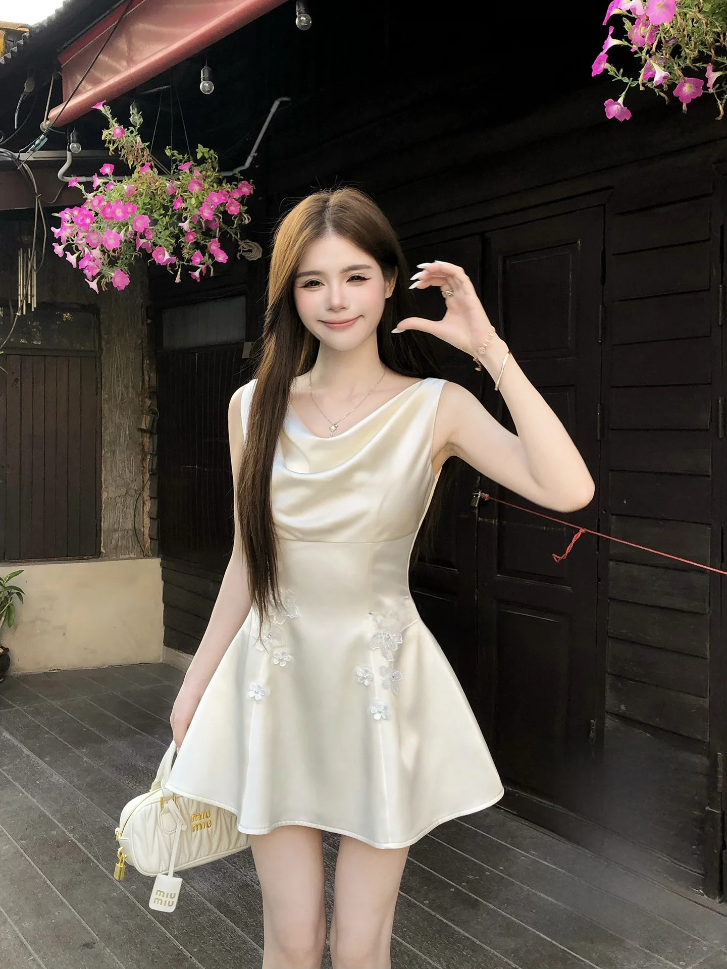 

Сексуальное летнее платье WAHJU А-силуэта с 3D цветочным дизайном и открытой горловиной, из полиэфирного волокна, Ciwalk Dr