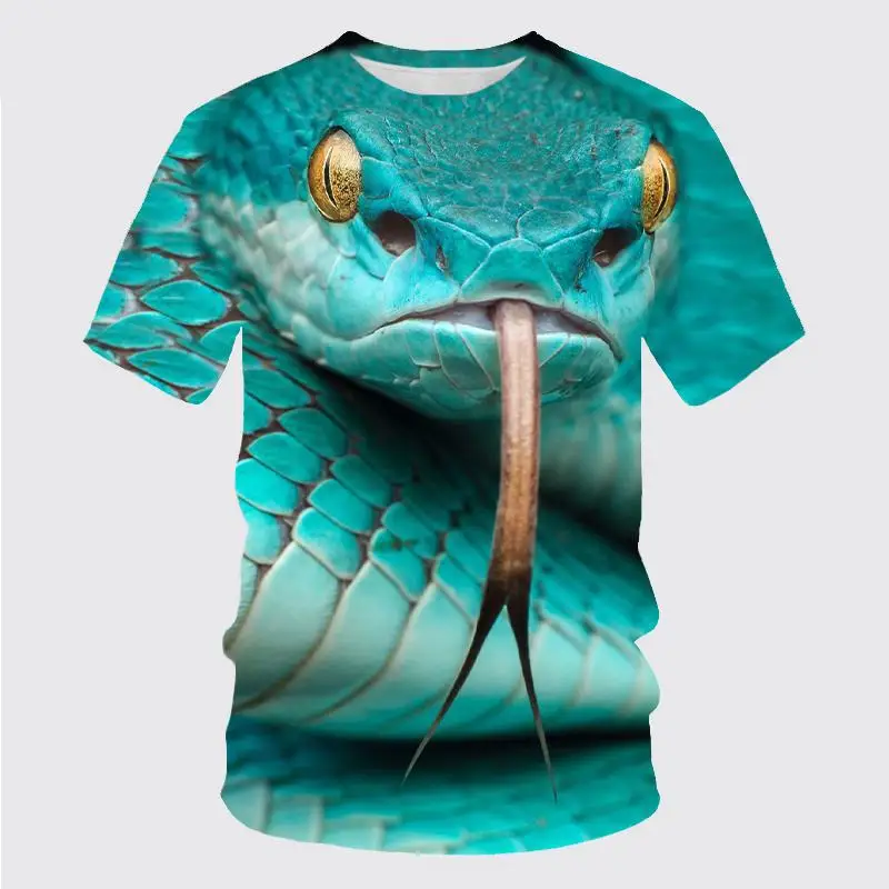 New Summer Horror Creepy Snake 3d Printing Men\'s Women\'s Children\'s Domineering T-shirt Fun Cobra Breathable Light Sports