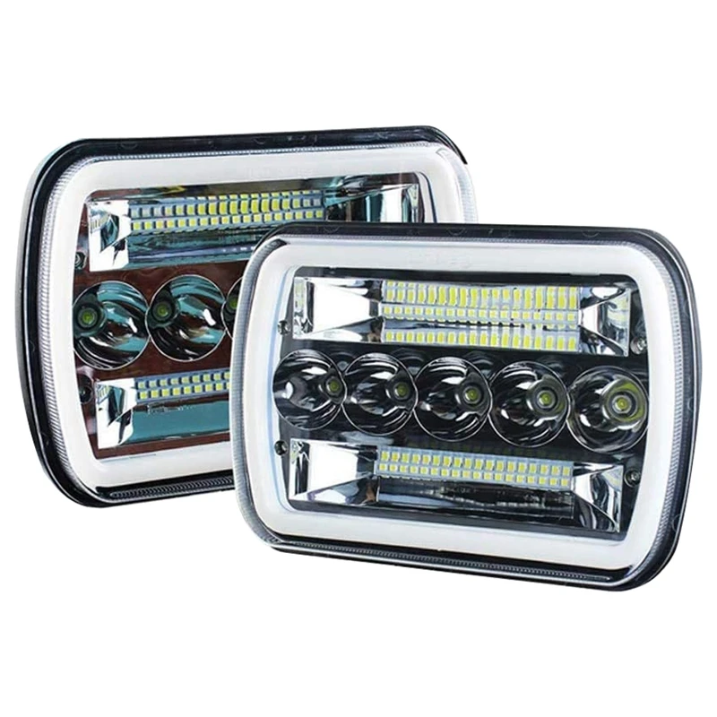 1 Pair 240W 5X7inch 7X6inch LED Headlight Hi-Lo Beam Halo DRL for Jeep Cherokee Wrangler XJ YJ