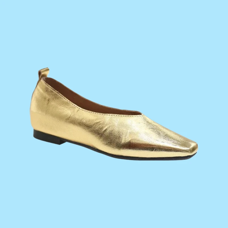 

Women's Luxury Shoes Grade Silver Heels Gold Pumps Square Toe Elegant Mary Janes Shoes For Women Loafers Leather