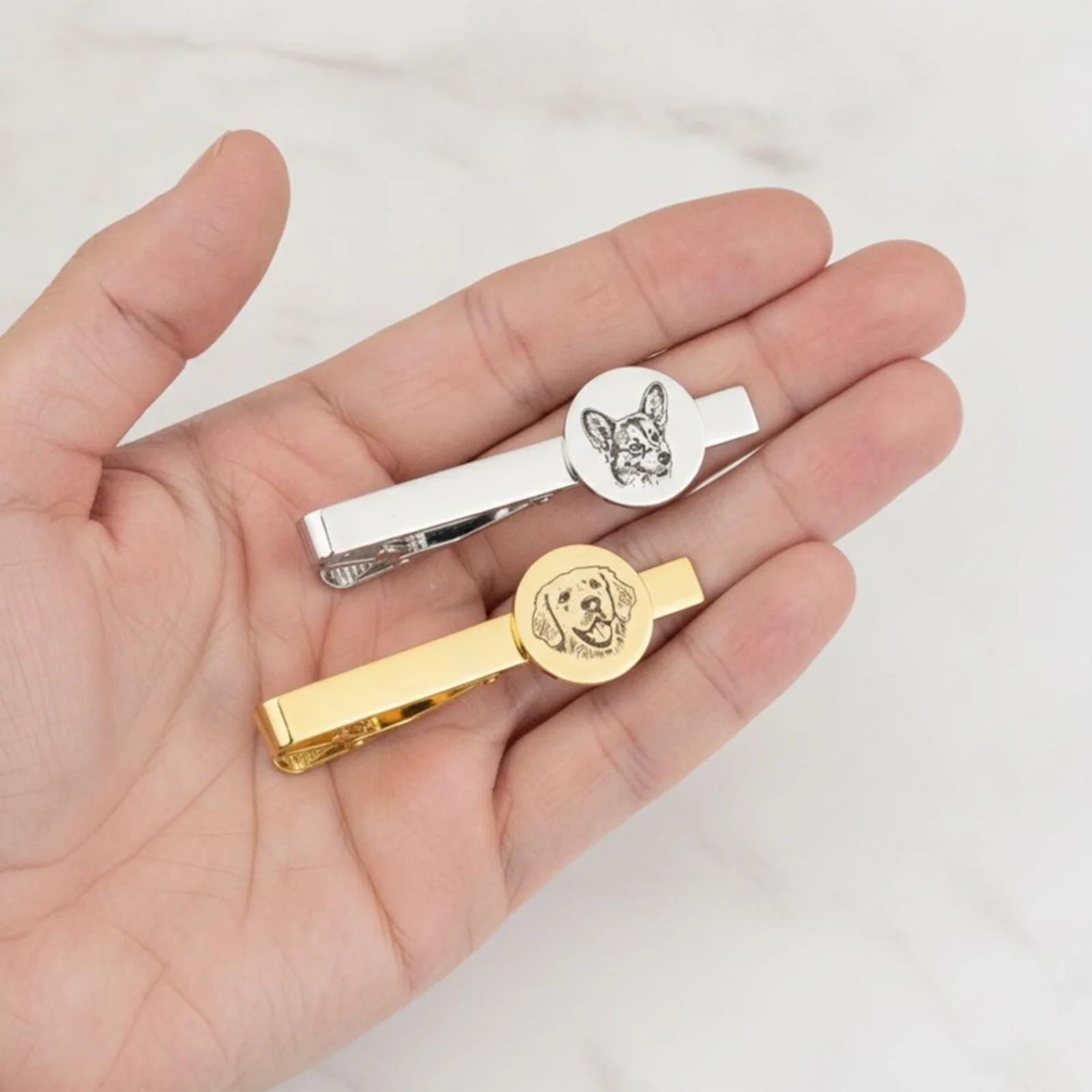 Custom Photo Round Disc Tie Clip - Personalized Men's Accessory Father of the Groom Gift