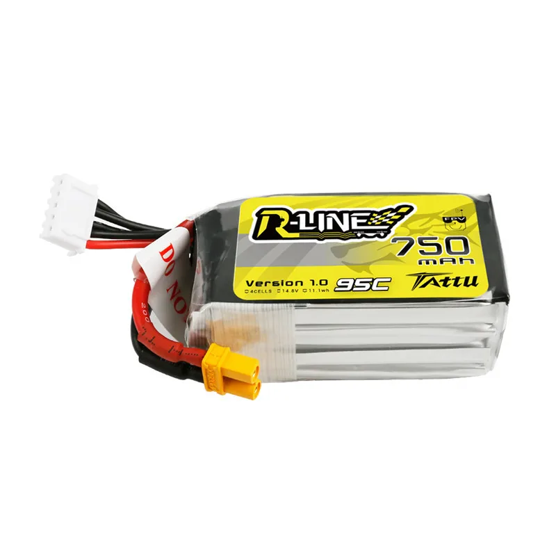 TATTU-R-LINE 1.0 14.8V แบตเตอรี่ Lipo 750mAh 95C สําหรับเฮลิคอปเตอร์ RC Quadcopter FPV Racing Drone อะไหล่ 4S แบตเตอรี่