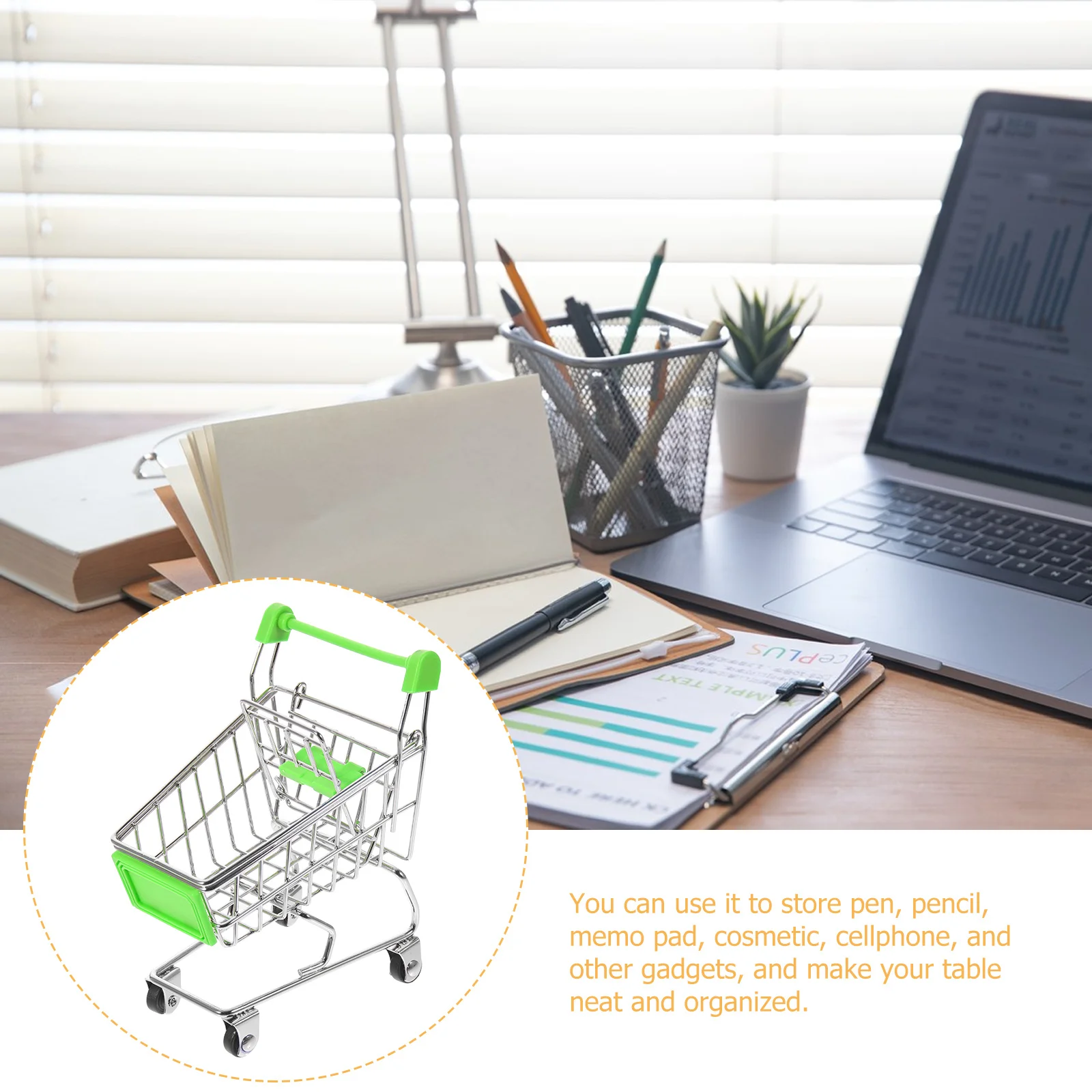 Mini Winkelwagen Opslag Mand 11*7.5*11.5Cm Willekeurige Kleur Metalen Plastic Organizer Voor Bureau Decor spelen Keuken