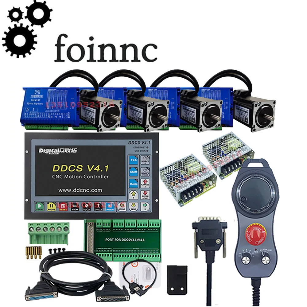 

Latest Ddcsv4.1cnc 4-axis G-code Offline Standalone Controller + Nema23 Hybrid Servo Motor Kit Emergency Stop Mpg 75w24v