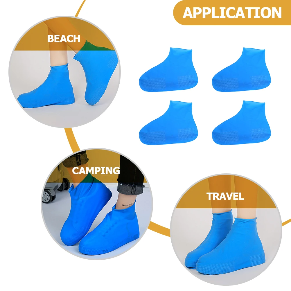 

2 Pairs Waterproof Anti Slip Shoes Covers Reusable Professional Protectors Rain Boot Overshoes Footwear Accessories Shoe