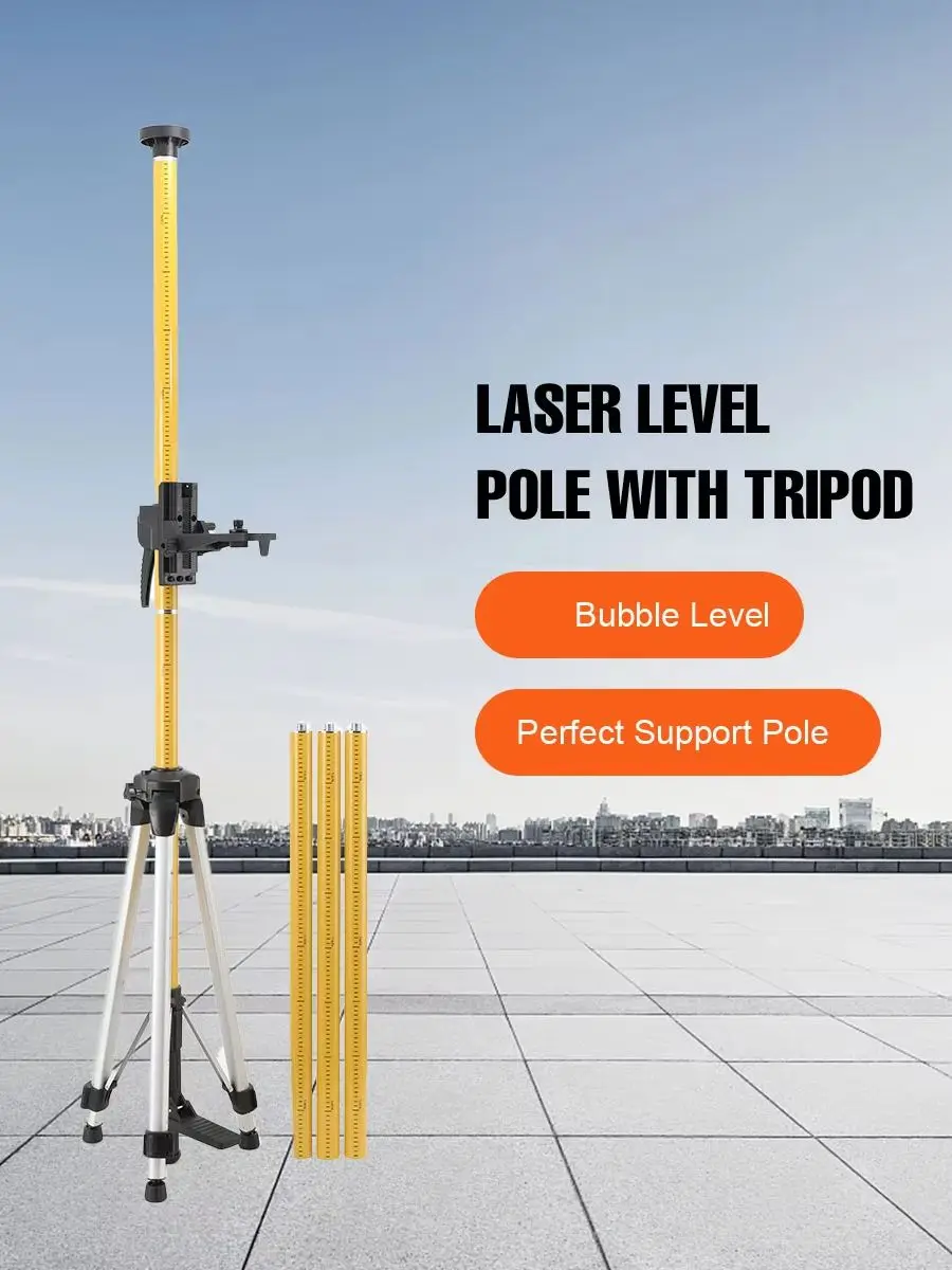 3m/3,6m Laser-verstellbare Teleskopstange, multifunktional für Rotations- und Linienlaser, mit Basis-Nivellierwerkzeug