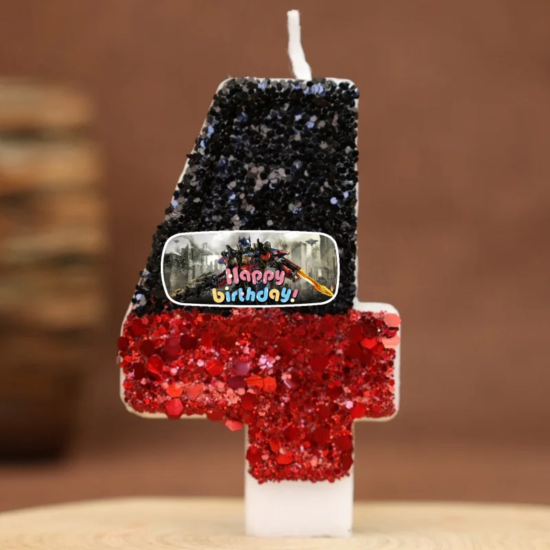 Transform Robot Digital Candle Number 0-9 Kids Birthday Cake Decoration Supplies Cartoon Anime Party Accessories Supplies - view 4