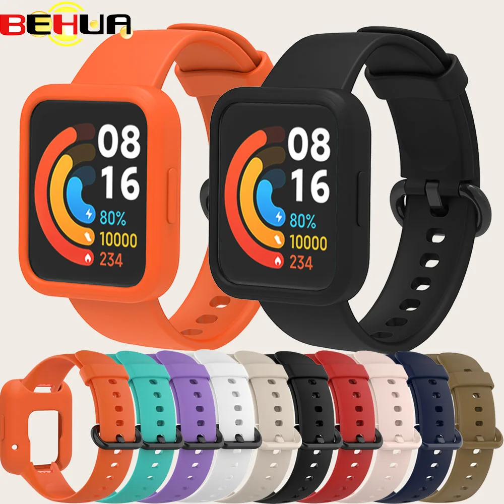 BEHUA حزام الساعات ل شاومي Redmi ساعة 2 لايت SmartWatch المعصم الفرقة مع غطاء سيليكون سوار ل Redmi Horloge 2