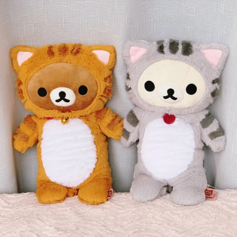 

In Stock Rilakkuma Kawaii 40cm Japanese Original Cute Animal Bear Cosplay Cat Brother And Sister Doll Pillow Doll Christmas Gift