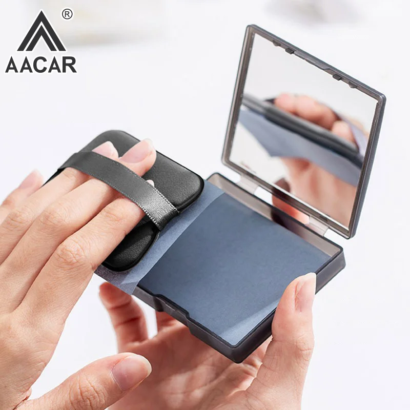 กระดาษซับมันหน้าผสมถ่านไม้ไผ่ 100 ชิ้น พร้อมกระจกและพัฟแต่งหน้า ชุดอุปกรณ์ดูแลผิวหน้าแบบพกพา ช่วยควบคุมความมัน