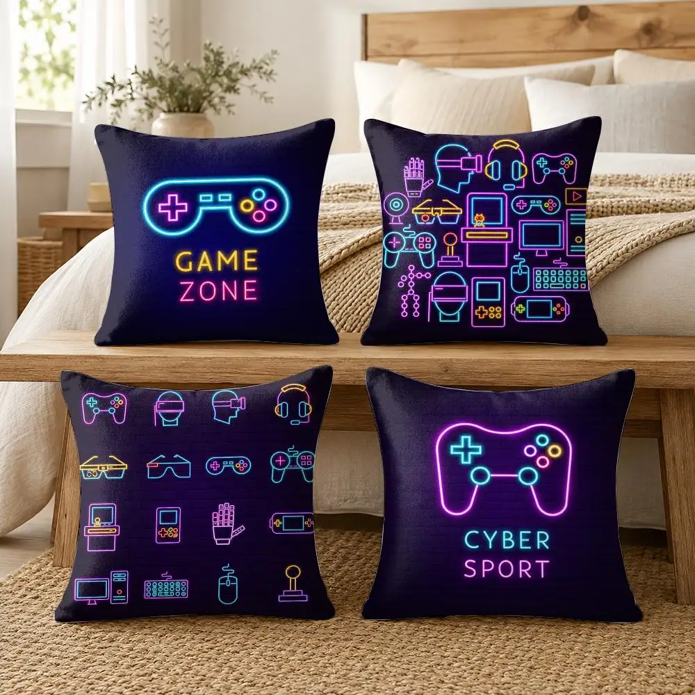 Game Pad Cushion Cover Silky Short Plush Invisible Zipper Dustproof Sofa Pillow Case For Home Decor