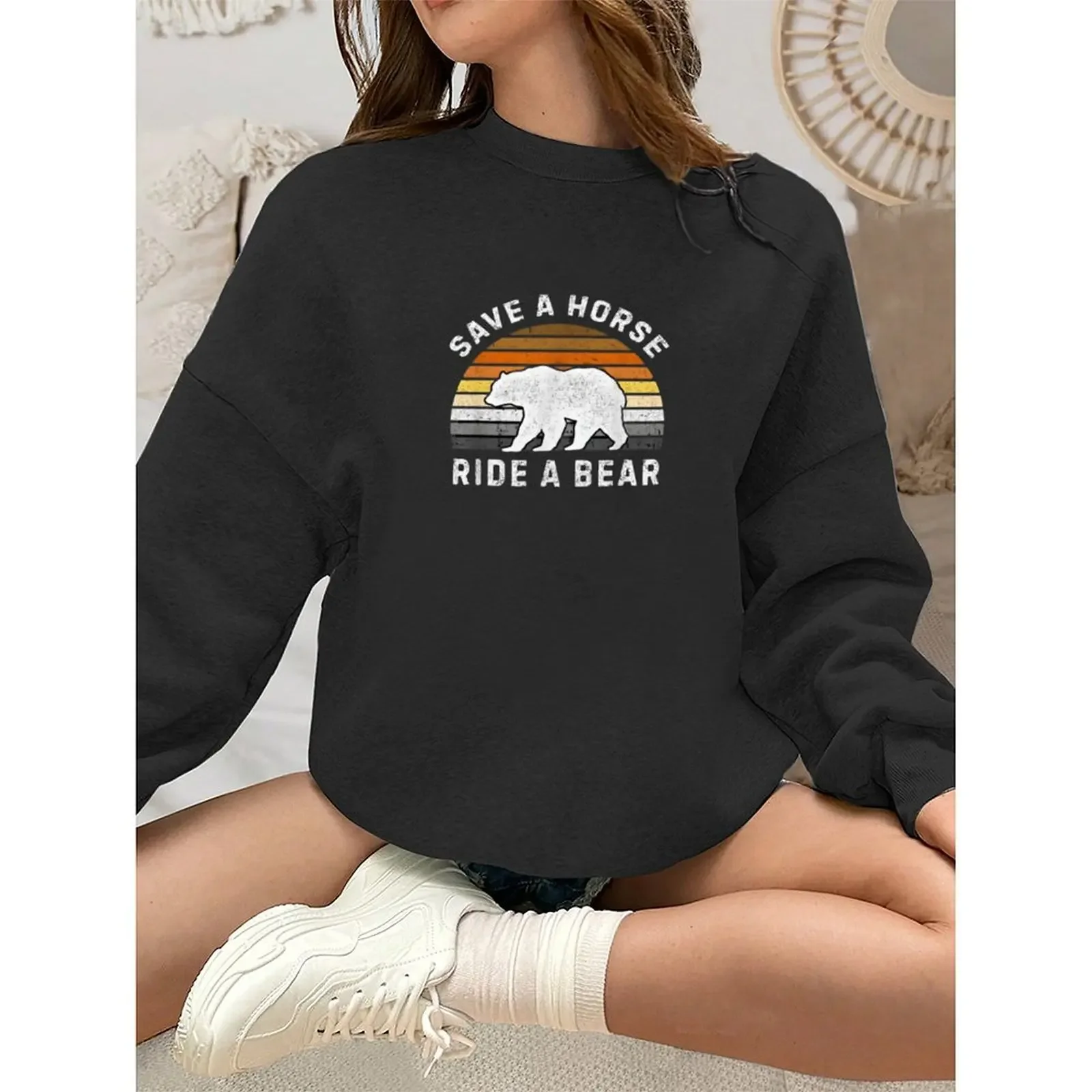 

Women's Sweater Sweatshirts Velvet Winter Casual Spray-painted Print Colorful Long Sleeve Pullovers Autumn Woman Clothes
