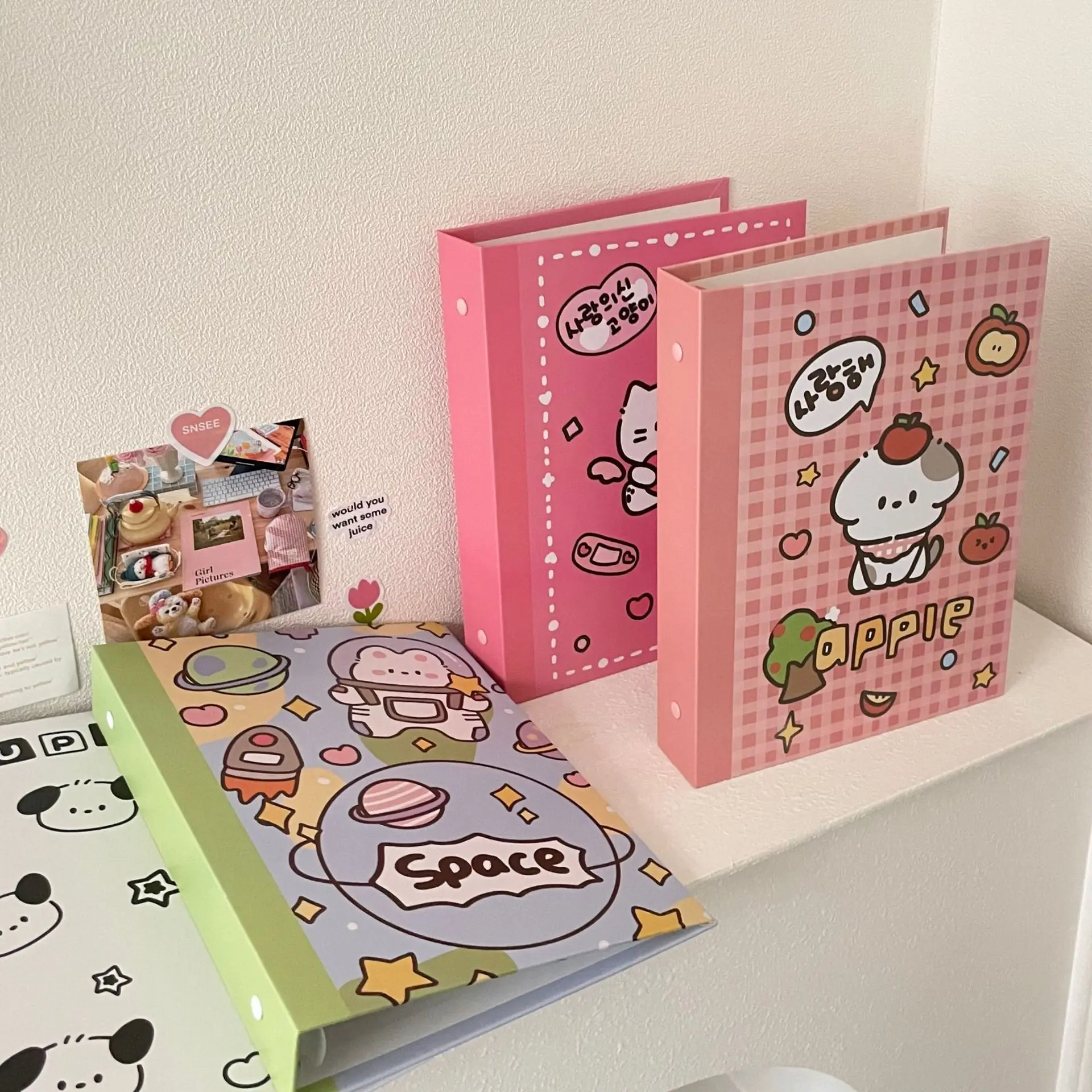 Sharkbang Designed A5 Binder Hard Cover Ring Collect Book Journal Refills Cat Dog Kawaii Bandage Postcards Sticker Organizer