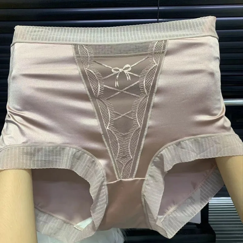 High Waist Bow Sexy Ladies Big Size Fat Mm Underwear Thin Comfortable Breathable Network Red Triangle Underwear Cotton Crotch