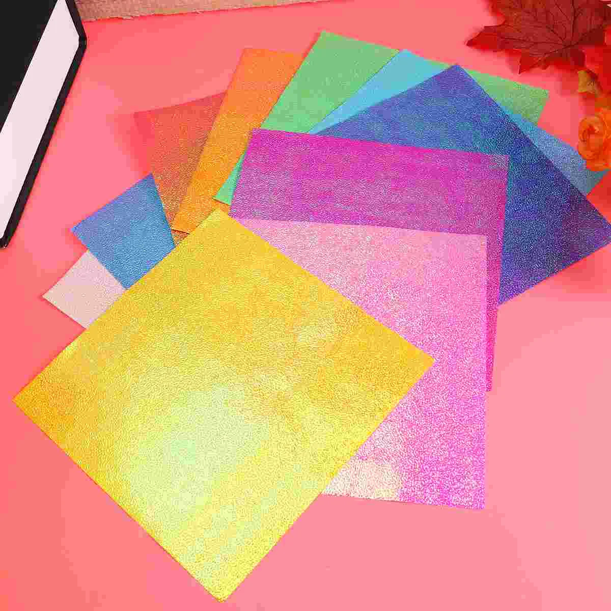 50 Pcs Colored Paper Colorful Fold Towels Wrapping Square Iridescent Child Pink Tissue