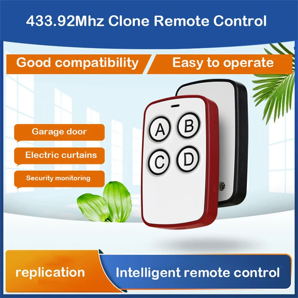 433MHz Auto Copy Remote Control Electric Garage Door Opener Remote Controller Duplicator Clone Cloning Code 4 Keys Transmitter