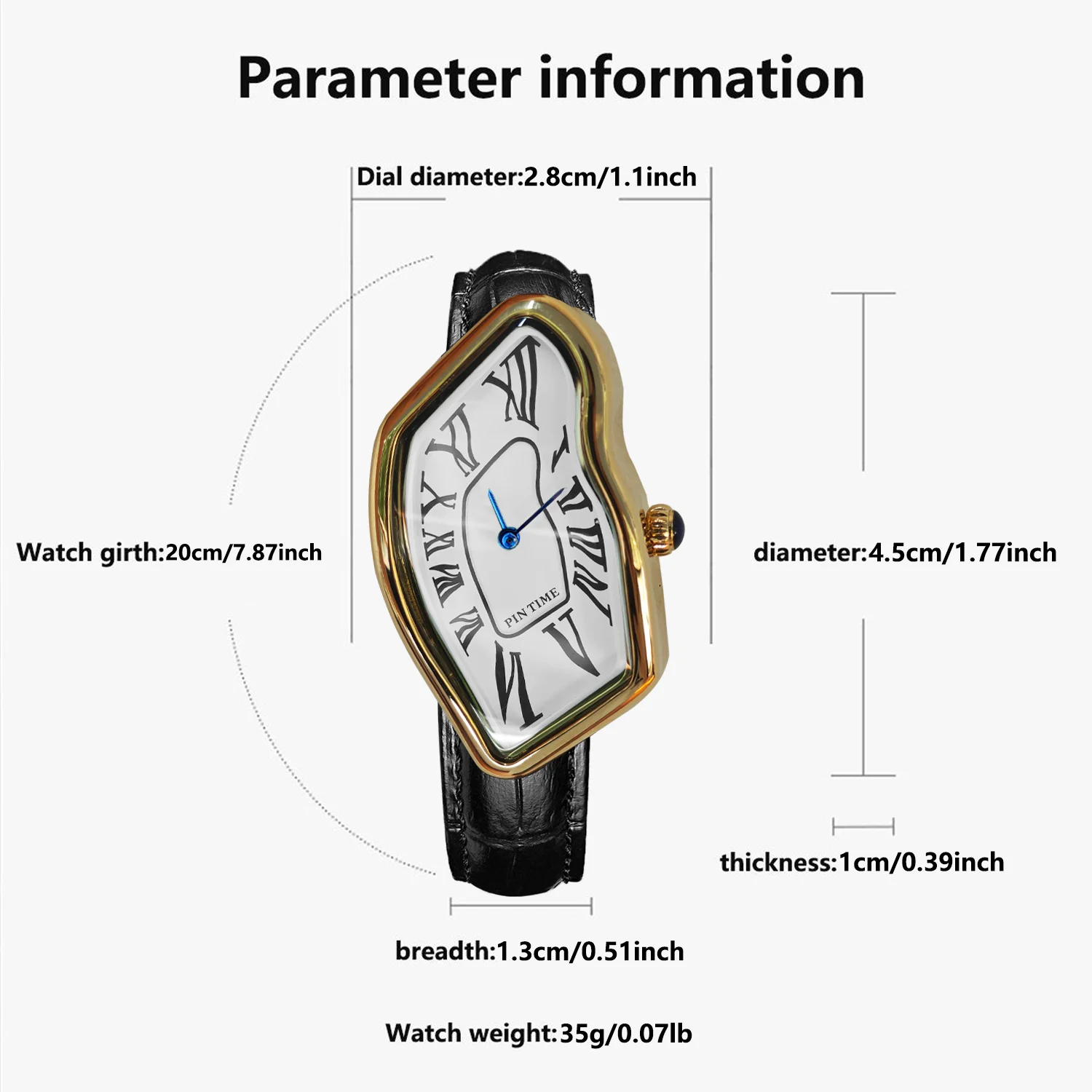 Surrealistische Kunst-Schmelzende-Uhr Einzigartige Soft-Time-Quarz-Armbanduhr mit Lederband Kreative Modeuhr für Männer und Frauen – Detail 12