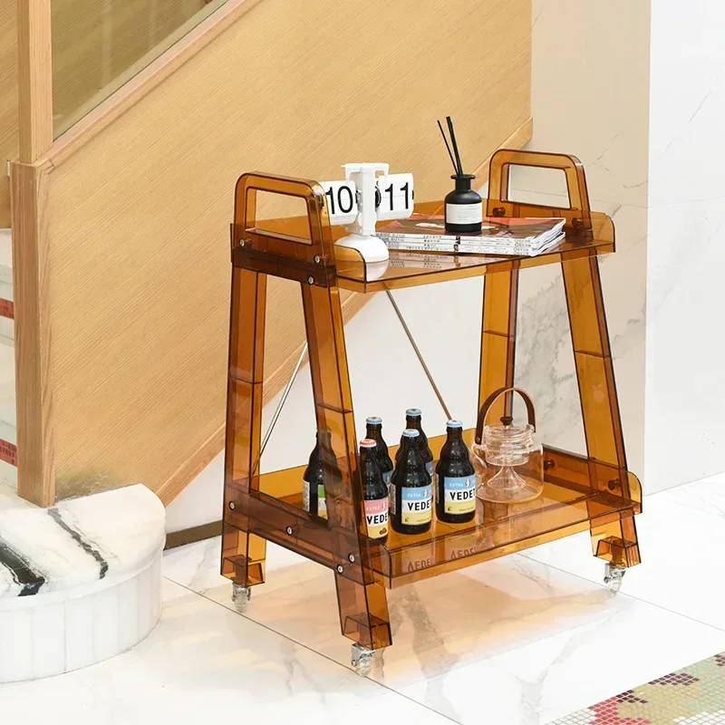 Internet celebrities ins multi-layer storage corner few removable storage side few Nordic household transparent trolley