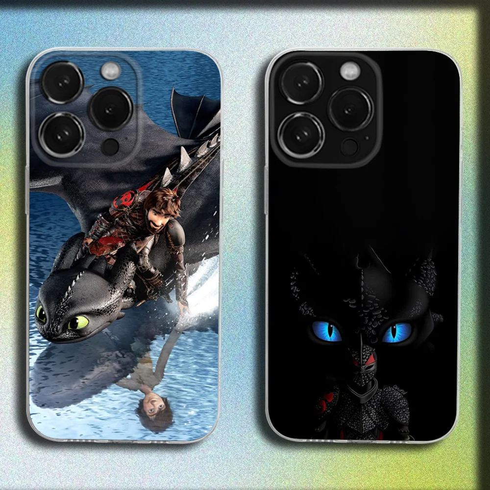 

T-Toothless Dragon Light F-Fury Phone Case For iPhone 16,15,14,13,12,11 Plus,Pro,Max,XR,XS,Plus,SE,Mini Transparent Soft Cover
