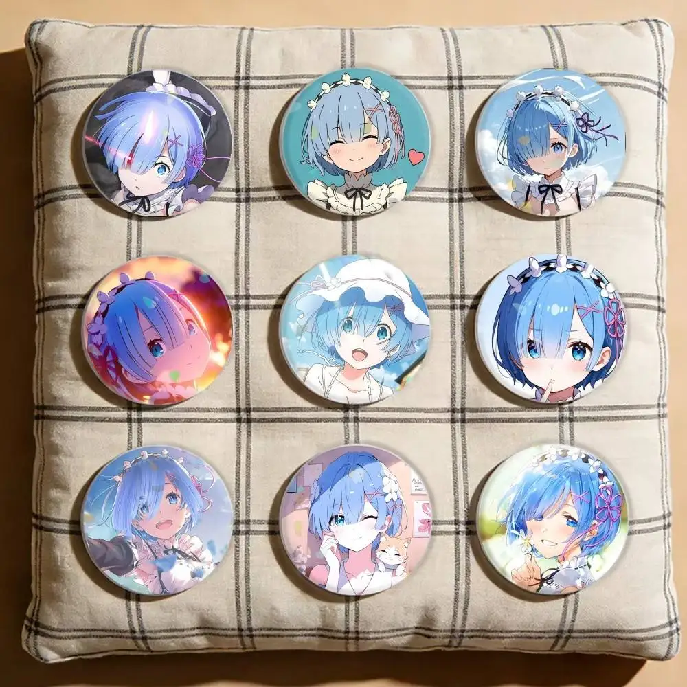 

Re Zero Rem Laser Badge Creative Pins Brooch for Bag Clothes Hat Decor Gifts Fans Collect