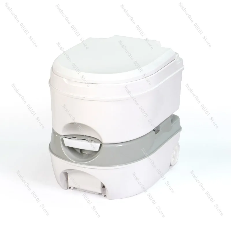 New upgraded version, lengthened plus slow drop with wheels and pull rope, mobile portable flushing 22L toilet RV toilet