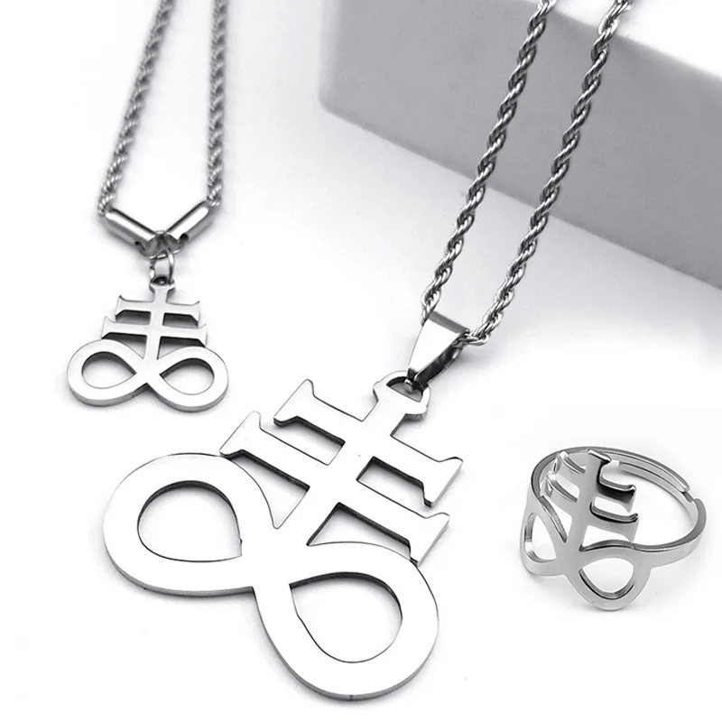 Women's Stainless Steel Satan Cross Jewelry Set