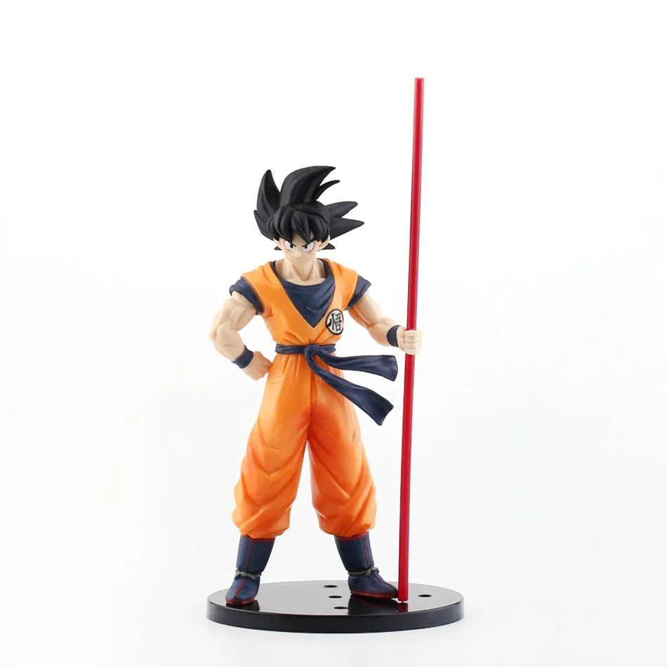 Dragon Ball 20th Anniversary Black-Haired Stick-Holding Goku Action Figurine Desk Anime Model Toys Figures Gift 21.5cm