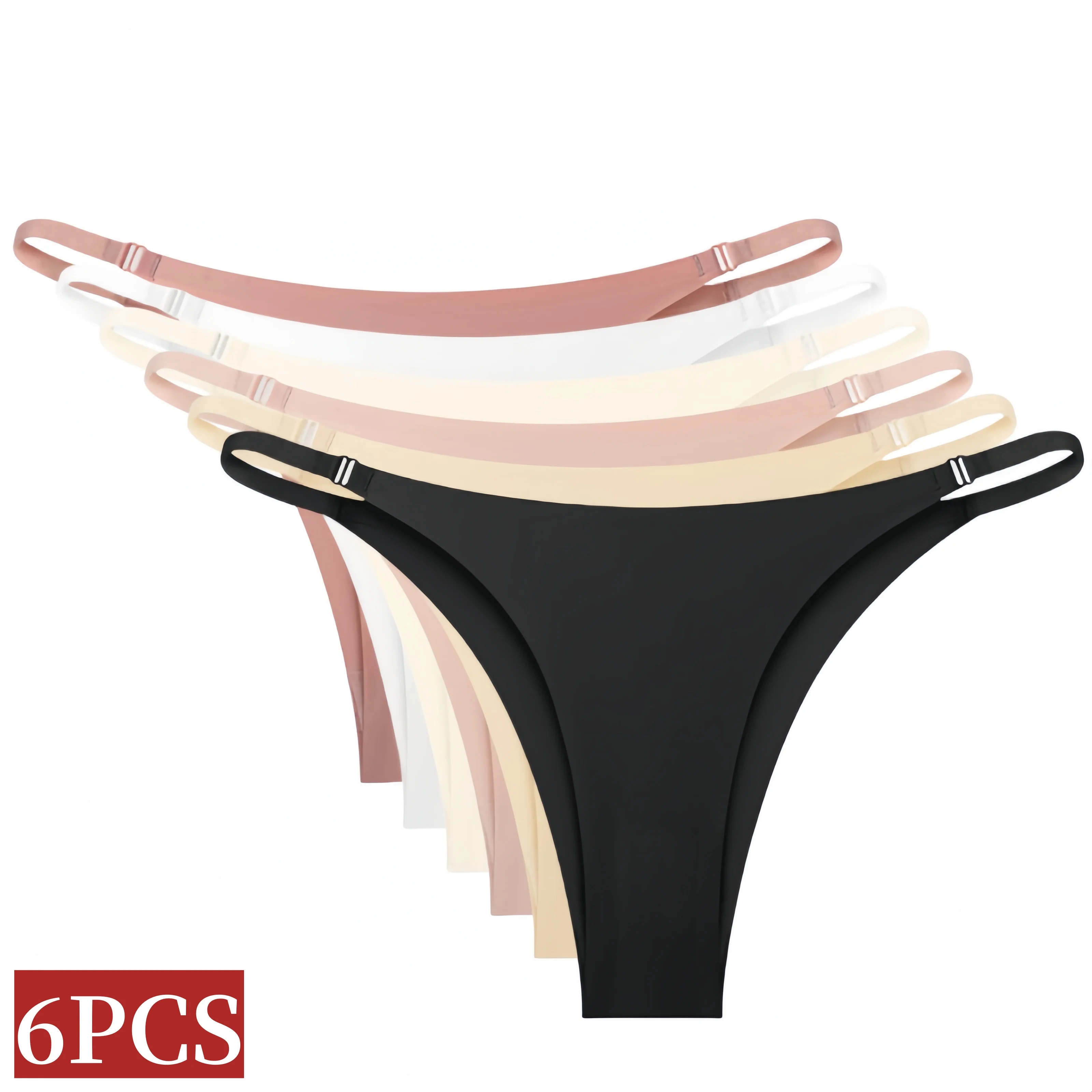 

6Pcs/Set Women Ice Silky Briefs Low Waist Panties Female Underpants Soft Invisible Panties Sexy Lingerie Cooling Underwear