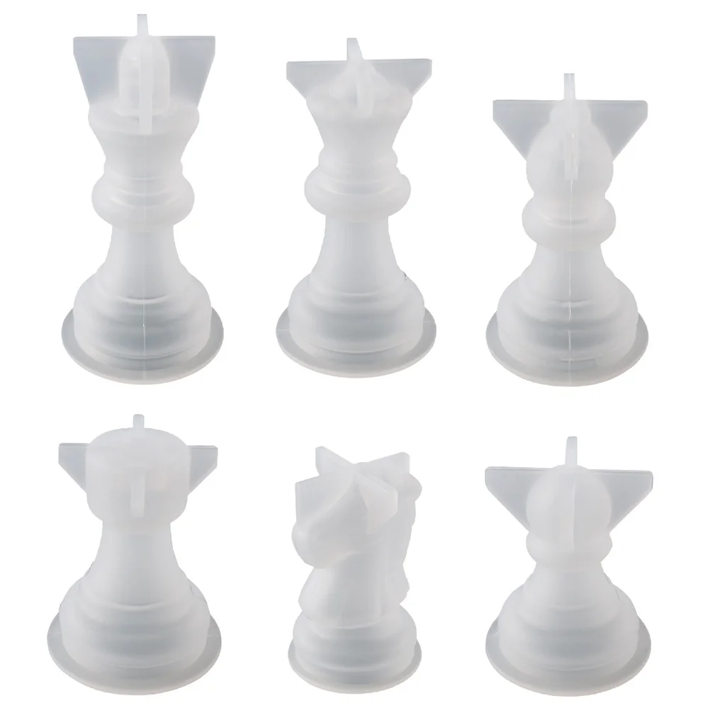 

6 Pcs Epoxy Checkers Chess Board Mold Round Ice Cube Manual Silicone Mould Gift