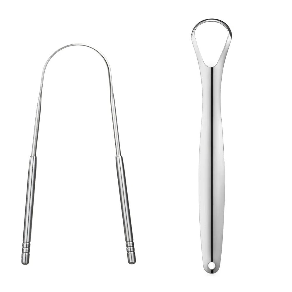 Zungenreiniger mit 2 Mini-Haken, Zungenbürste aus Edelstahl für Erwachsene und Kinder, reduziert Mundgeruch, Zungenschaber (2er-Pack)